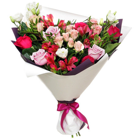 Blushing Harmony Mixed Rose & Alstroemeria Bouquet
