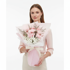 Elegant Pink Carnation & Baby’s Breath Bouquet – Premium Fresh Floral Arrangement